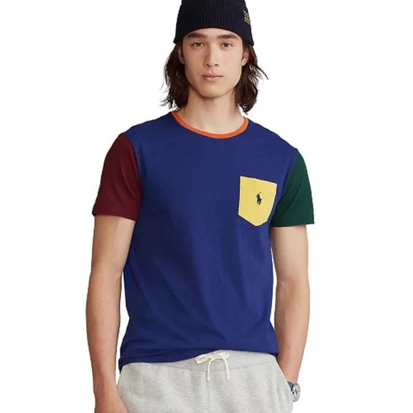 Polo Ralph Lauren Men’s Classic-Fit Color Block Jersey Pocket T-Shirt – Size M - Picture 1 of 6